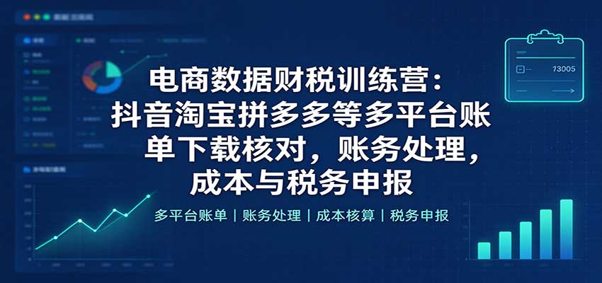 电商数据财税训练营:抖音淘宝拼多多等多平台账单下载核对,账务处理,成本与税务申报 电商数据财税训练营:抖音淘宝拼多多等多平台账单下载核对,账务处理,成本与税务申报