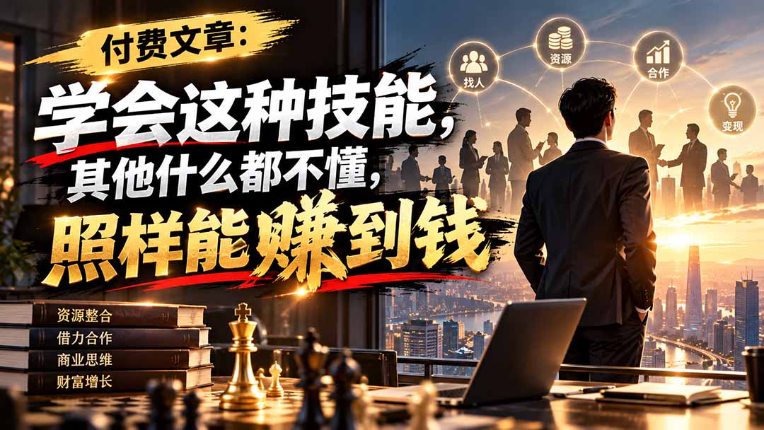 付费文章:学会这种技能,其他什么都不懂,照样能賺到钱