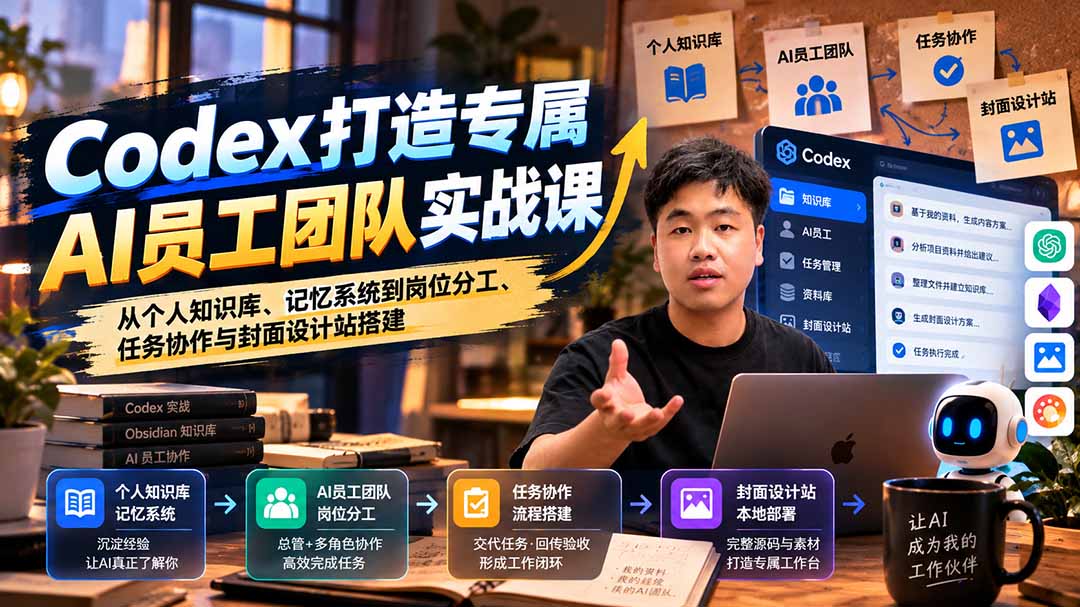 【无水印】Codex打造专属AI员工团队实战课:从个人知识库、记忆系统到岗位分工、任务协作与封面设计站搭建