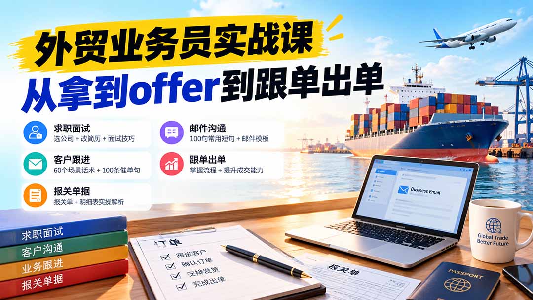 外贸业务员从求职到出单实战课:教你筛选优质公司、优化简历、应对面试、客户跟进催单及出口报关操作篇