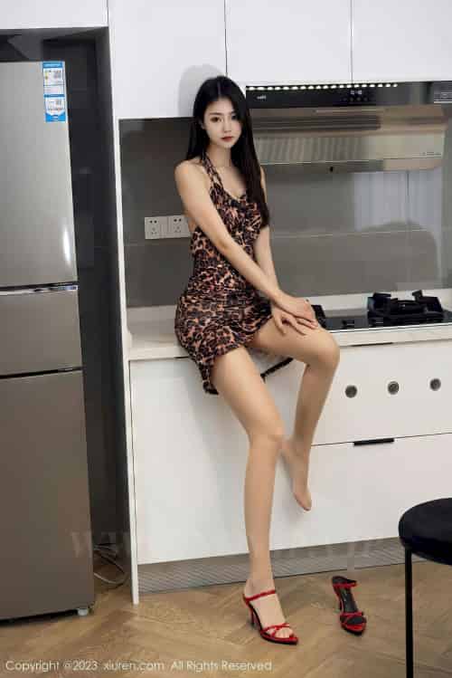 [XiuRen秀人网] No.6703 模特可乐Vicky – 豹纹短裙+原色丝袜性感写真-初遇资源网