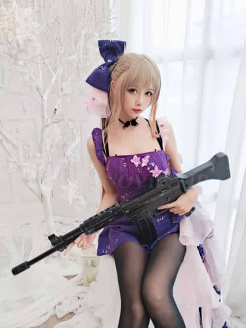 微博妹子Momoko葵葵黑丝美腿紫色长裙COS K2-初遇资源网