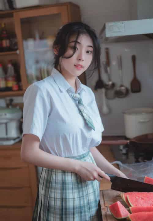 糖水日记邻家小妹JK制服搭配格子裙清纯风格写真