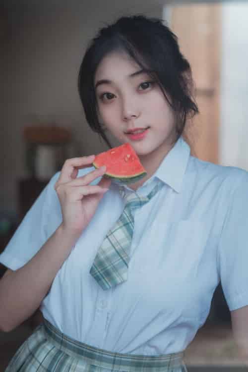 糖水日记邻家小妹JK制服搭配格子裙清纯风格写真
