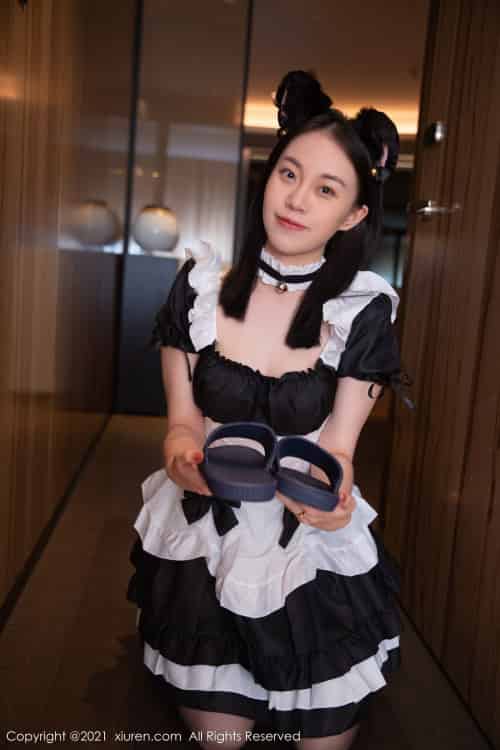 秀人网美女模特一颗甜蛋黄a黑丝美腿深夜女仆服务性感写真-初遇资源网