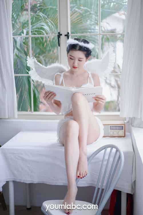 YOUMI尤美美女模特沈梦瑶修长美腿落凡天使主题性感写真