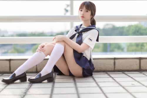 [Cosplay]雯妹不讲道理 – JK 白丝 死库水 