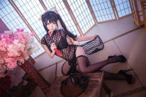 [Cosplay]面饼仙儿 – 黑丝情趣旗袍-初遇资源网