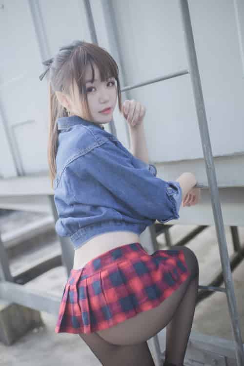 性感人气COSER Yoko宅夏Cos – 红色格子 