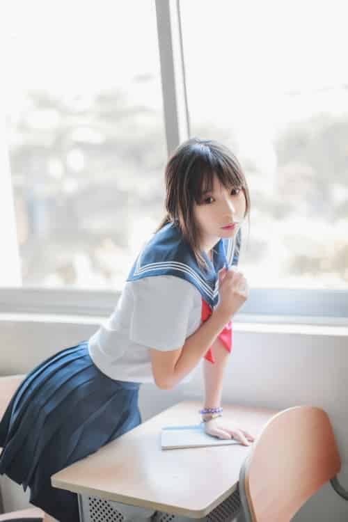 COS美女 疯猫ss – 同桌的水手服 