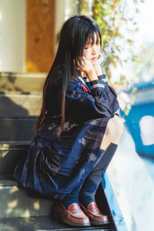 萝莉风COS 桜桃喵 – 黑色水手服-初遇资源网