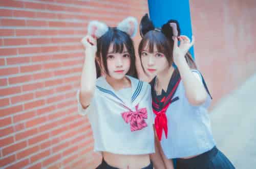萝莉风COS 桜桃喵＆疯猫ss – JK百合2-初遇资源网