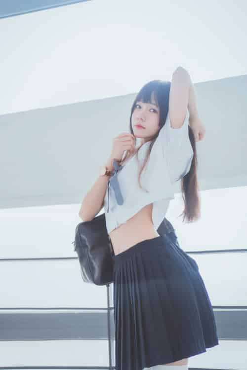 萝莉风COS 桜桃喵 – 蓝白水手服 