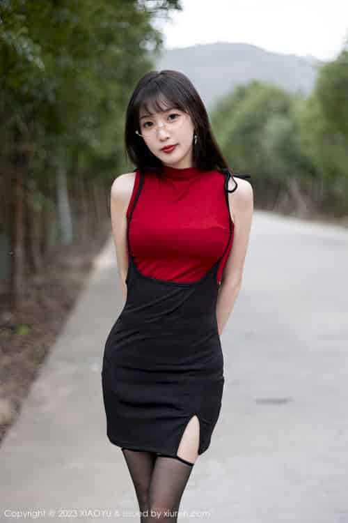 [XIAOYU语画界] VOL.950 模特林星阑 – 红色上衣+黑丝吊裙性感写真-初遇资源网