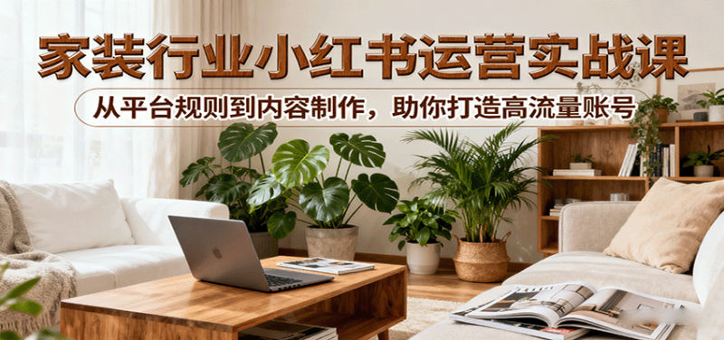 小红书家装行业运营实战课：从平台规则到内容制作，助你打造高流量账号-初遇资源网