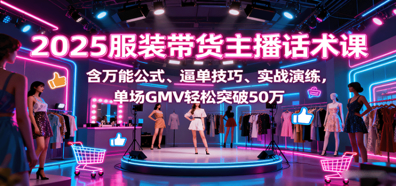 2025服装带货主播话术课，含万能公式、逼单技巧、实战演练，单场GMV轻松突破50万-初遇资源网
