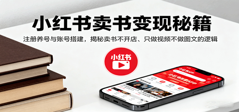小红书卖书变现秘籍，注册养号与账号搭建，揭秘卖书不开店、只做视频不做图文的逻辑-初遇资源网