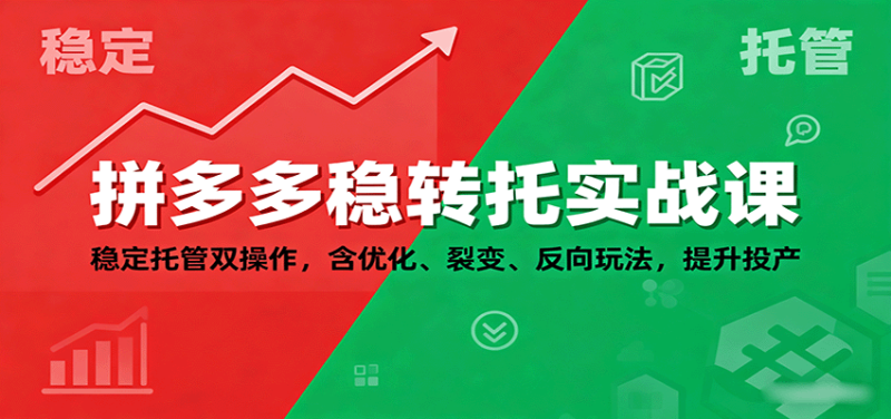 拼多多稳转托实战课:稳定托管双操作,含优化、裂变、反向玩法,提升投产-初遇资源网