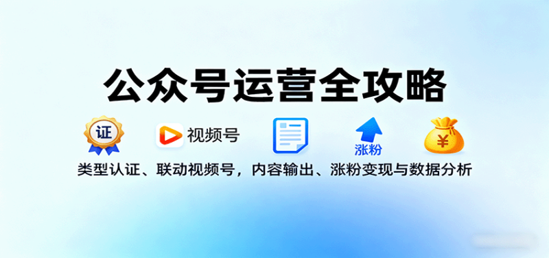 公众号运营全攻略:类型认证、联动视频号,内容输出、涨粉变现与数据分析-初遇资源网