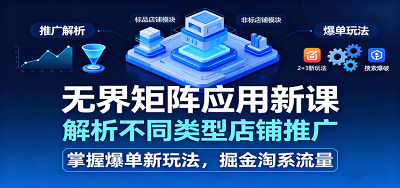 无界矩阵应用新课,解析不同类型店铺推广,掌握爆单新玩法,掘金淘系流量-初遇资源网