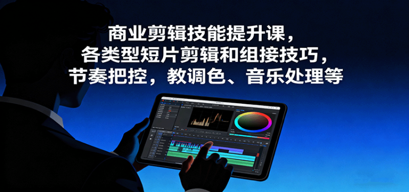 商业剪辑技能提升课,各类型短片剪辑和组接技巧,节奏把控,教调色、音乐处理等-初遇资源网