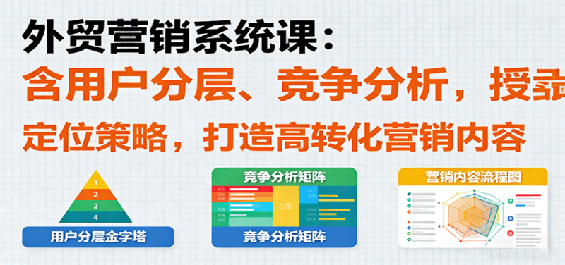 外贸营销系统课:含用户分层、竞争分析,授卖品、定位策略,打造高转化营销内容-初遇资源网