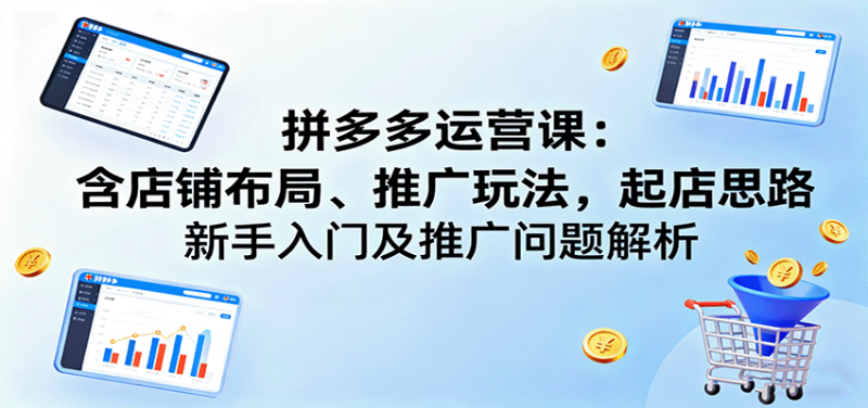 拼多多运营课:含店铺布局、推广玩法,起店思路,新手入门及推广问题解析-初遇资源网