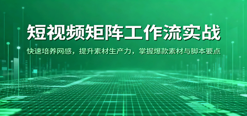 短视频矩阵工作流实战:快速培养网感,提升素材生产力,掌握爆款素材与脚本要点-初遇资源网