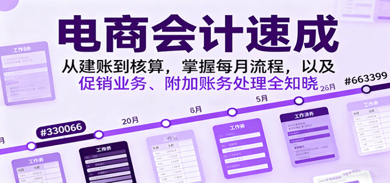 电商会计速成,从建账到核算,掌握每月流程,以及促销业务、附加账务处理全知晓-初遇资源网