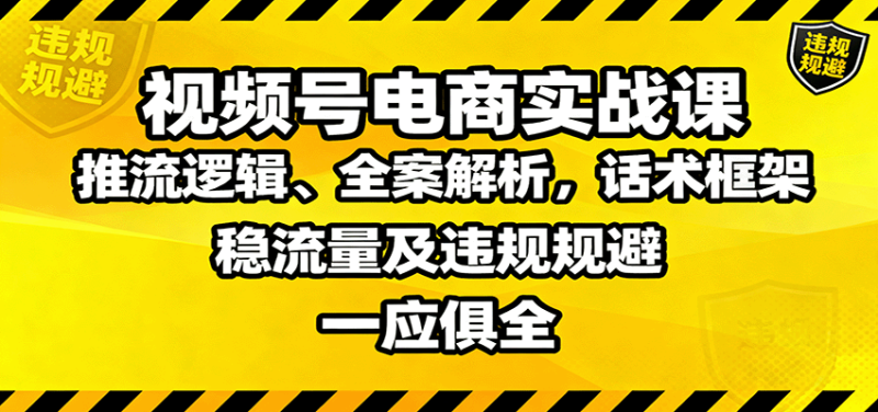 视频号电商实战课:推流逻辑、全案解析,话术框架,稳流量及违规规避等-初遇资源网