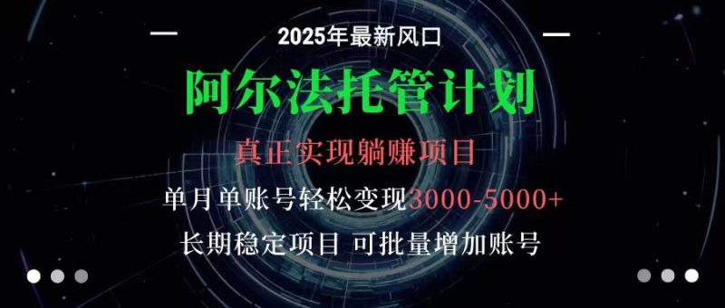 阿尔法托管计划 单账号月入3000-5000,长期稳定项目,新手小白轻松上手-初遇资源网