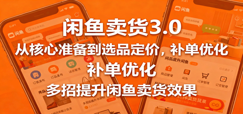 闲鱼卖货3.0,从核心准备到选品定价,补单优化,多招提升闲鱼卖货效果-初遇资源网