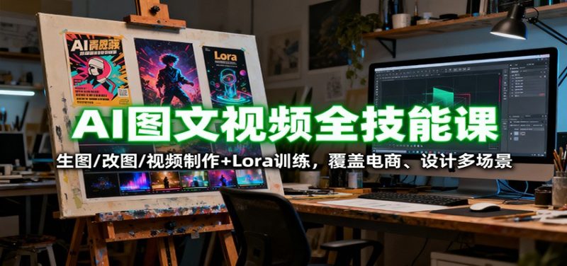 AI图文视频全技能课:生图/改图/视频制作+Lora训练,覆盖电商 、设计多场景-初遇资源网
