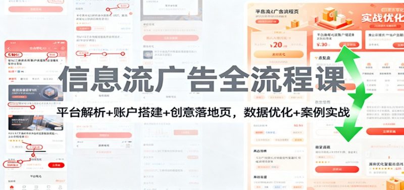 信息流广告全流程课:平台解析+账户搭建+创意落地页,数据优化 + 案例实战-初遇资源网