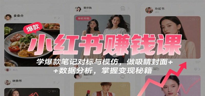 小红书赚钱课:学爆款笔记对标与模仿,做吸睛封面 + 数据分析,掌握变现秘籍-初遇资源网