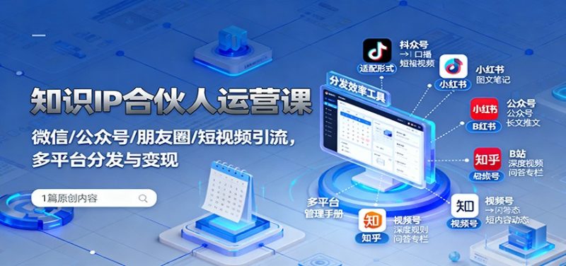 知识IP合伙人运营课：微信/公众号/朋友圈/短视频引流，多平台分发与变现-初遇资源网