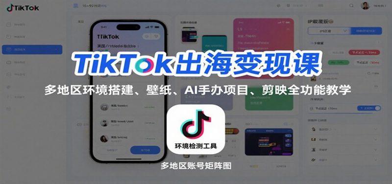 TikTok出海变现课:多地区环境搭建、壁纸、AI 手办项目、剪映全功能教学-初遇资源网