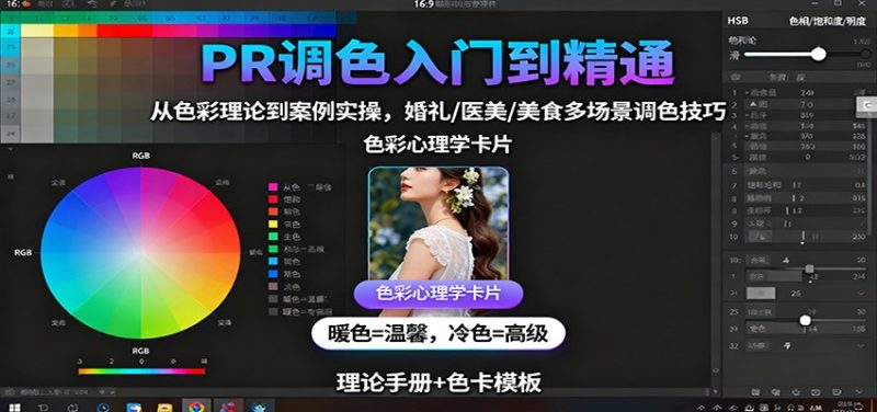 PR调色入门到精通:从色彩理论到案例实操,婚礼/医美/美食多场景调色技巧-初遇资源网