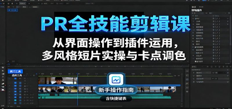 PR全技能剪辑课:从界面操作到插件运用,多风格短片实操与卡点调色-初遇资源网