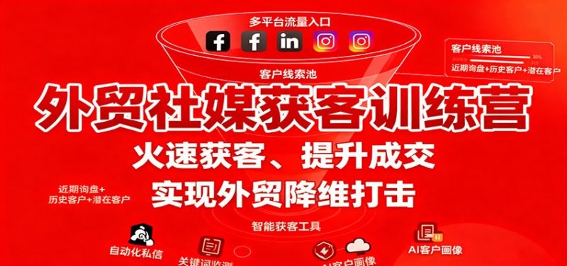 外贸社媒获客训练营,火速获客、提升成交,实现外贸降维打击-初遇资源网