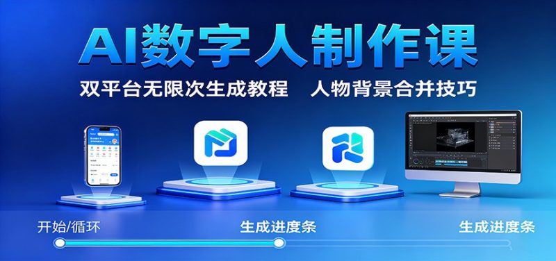 AI数字人制作课:双平台无限次生成教程,人物背景合并技巧-初遇资源网