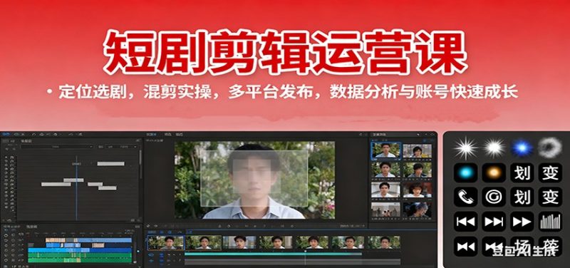 短剧剪辑运营课:定位选剧,混剪实操,多平台发布,数据分析与账号快速成长-初遇资源网