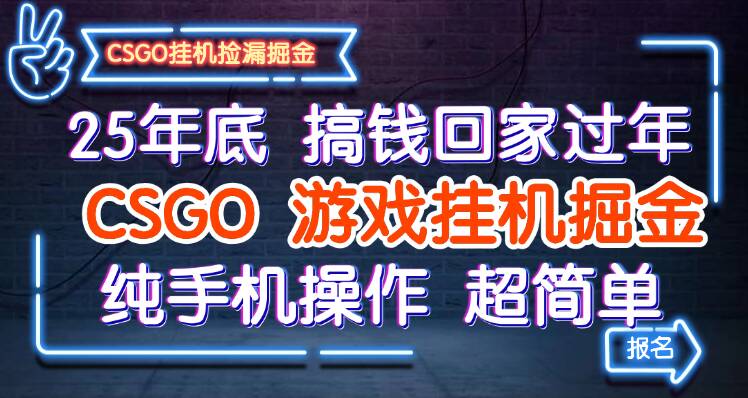 25年底搞钱回家过年,CSGO游戏挂机掘金,纯手机操作超简单-初遇资源网