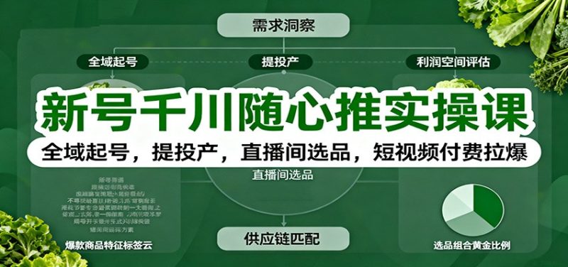 新号千川随心推实操课:全域起号,提投产,直播间选品,短视频付费拉爆-初遇资源网