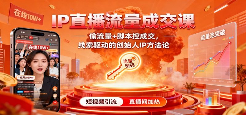 IP直播流量成交课:偷流量+脚本控成交,线索驱动的创始人IP方法论-初遇资源网