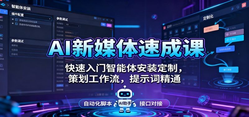 AI新媒体速成课：快速入门智能体安装定制，策划工作流，提示词精通-初遇资源网