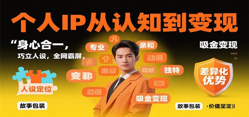 个人IP从认知到变现,身心合一,巧立人设,全网霸屏,吸金变现-初遇资源网