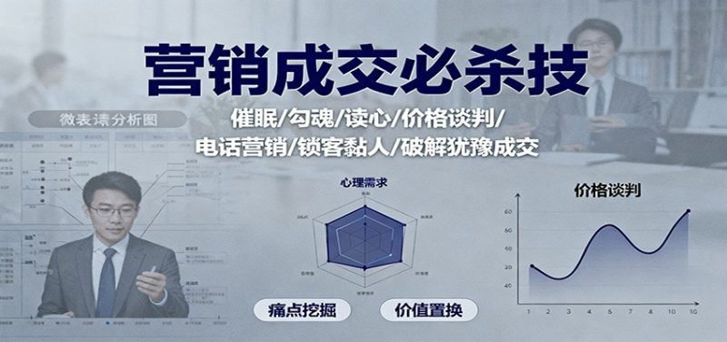 营销成交必杀技:催眠/勾魂/读心/价格谈判/电话营销/锁客黏人/破解犹豫成交-初遇资源网