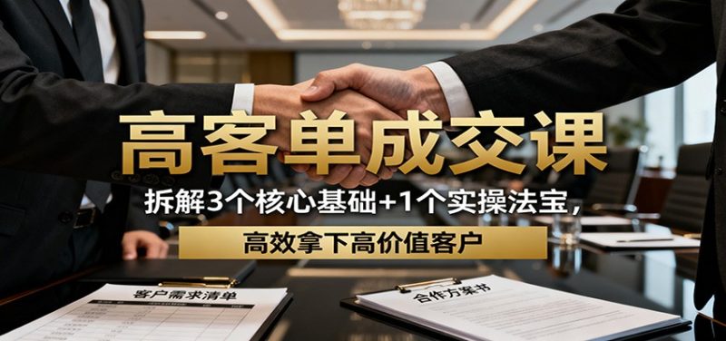 高客单成交课:拆解3个核心基础+1个实操法宝,高效拿下高价值客户-初遇资源网