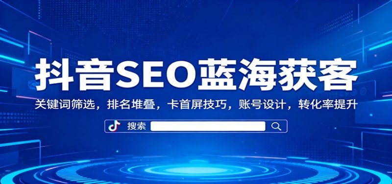 抖音SEO蓝海获客:关键词筛选,排名堆叠,卡首屏技巧,账号设计,转化率提升-初遇资源网